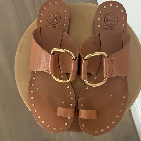 Tory Burch Shoes - Tory Burch Brown Sandals with Gold Rings